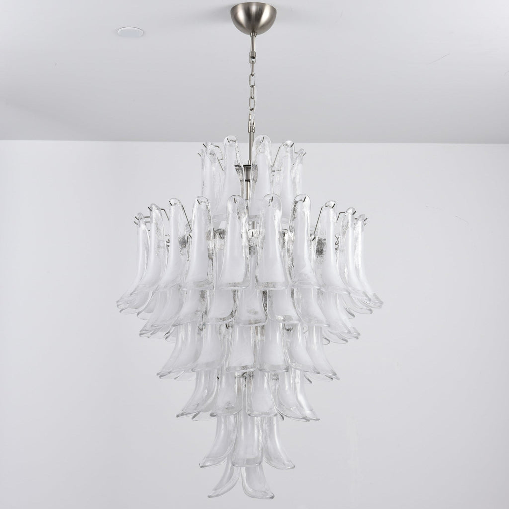 Contemporary White Cloud Glass Petals Chandelier - CasaraHouse
