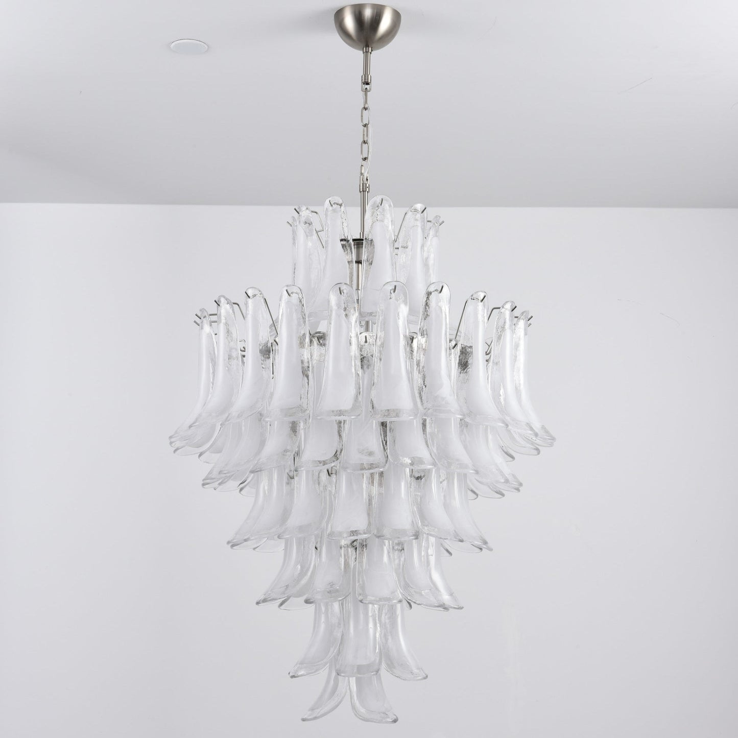 Contemporary White Cloud Glass Petals Chandelier - CasaraHouse