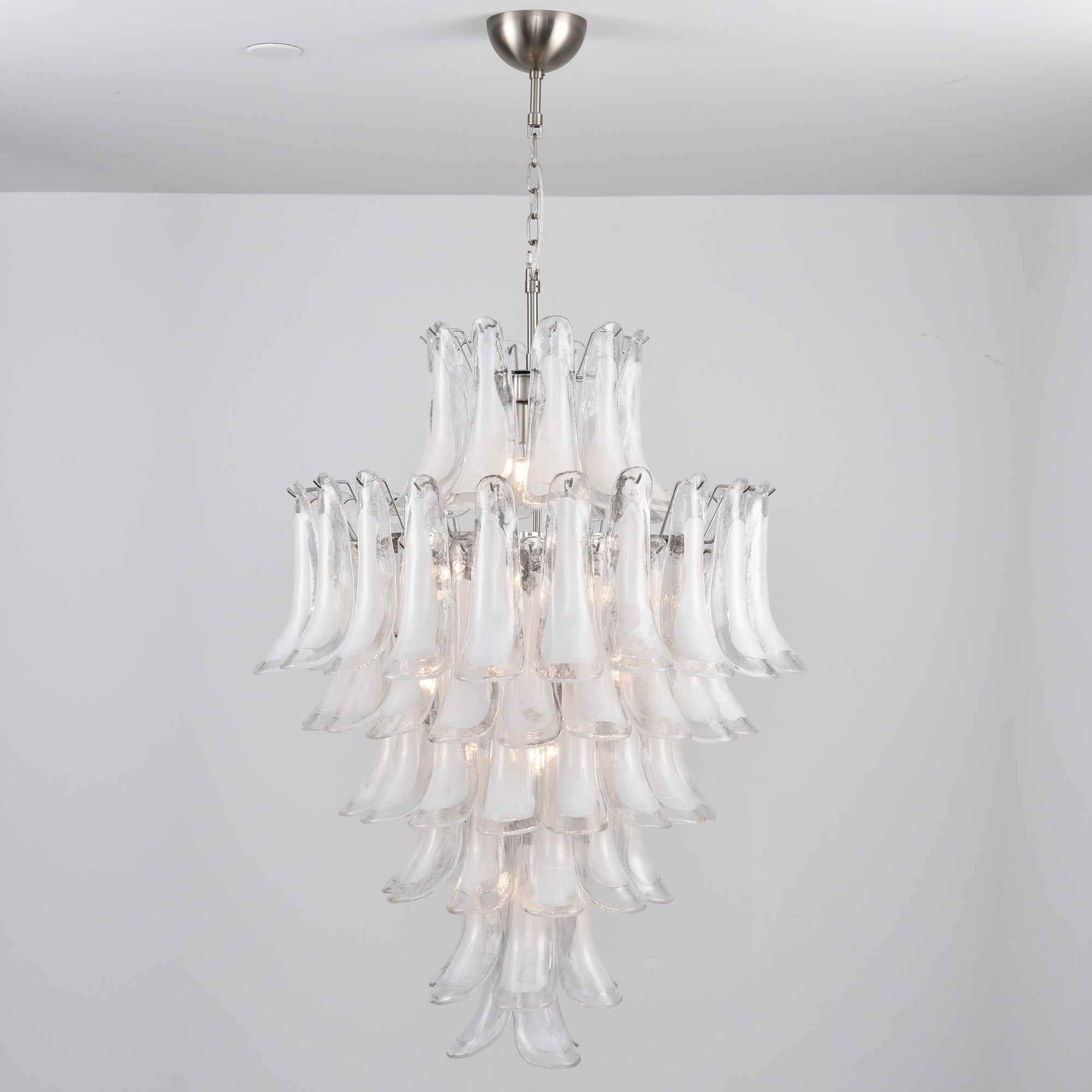 Contemporary White Cloud Glass Petals Chandelier - CasaraHouse