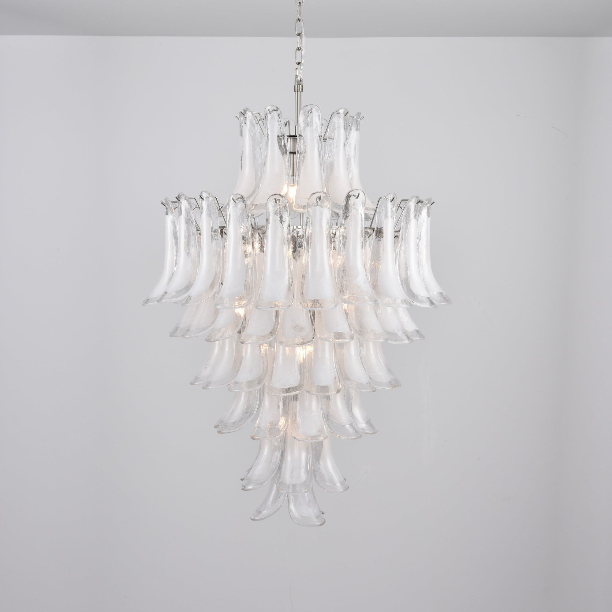 Contemporary White Cloud Glass Petals Chandelier - CasaraHouse