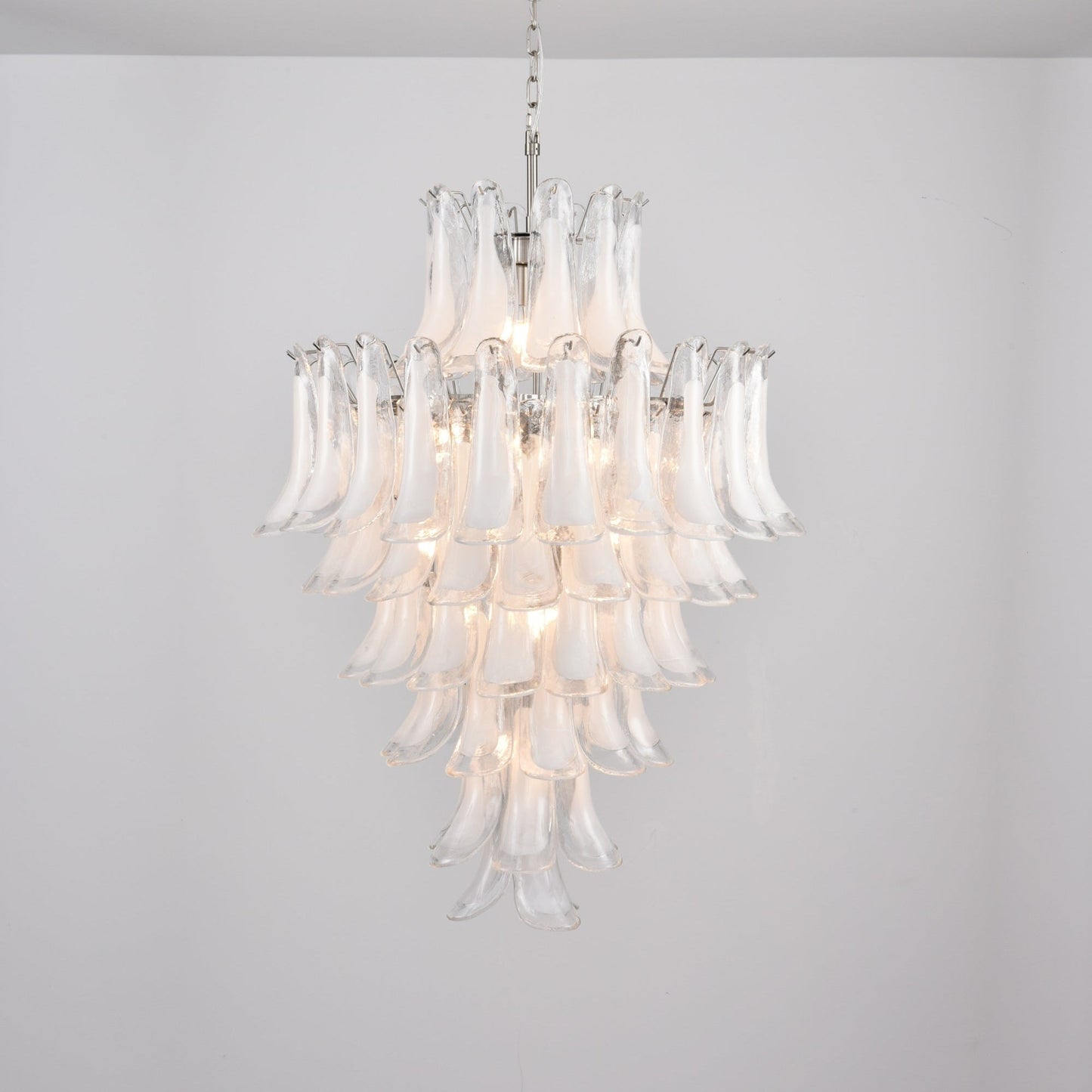 Contemporary White Cloud Glass Petals Chandelier - CasaraHouse