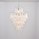 Contemporary White Cloud Glass Petals Chandelier - CasaraHouse