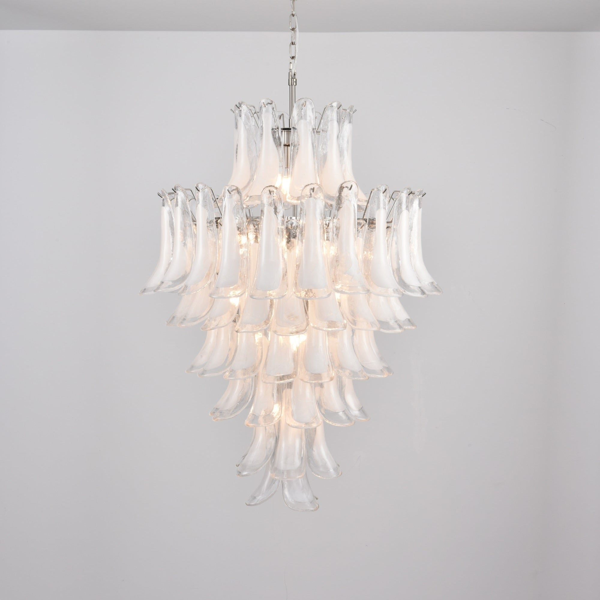 Contemporary White Cloud Glass Petals Chandelier - CasaraHouse