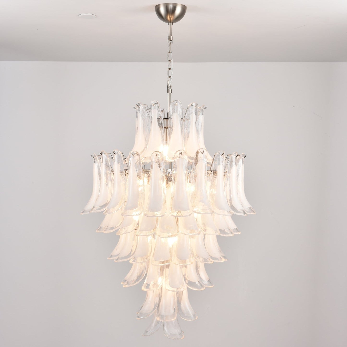 Contemporary White Cloud Glass Petals Chandelier - CasaraHouse