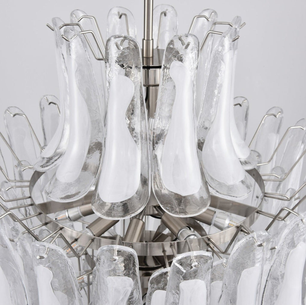 Contemporary White Cloud Glass Petals Chandelier - CasaraHouse