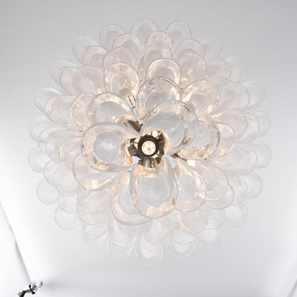 Contemporary White Cloud Glass Petals Chandelier - CasaraHouse