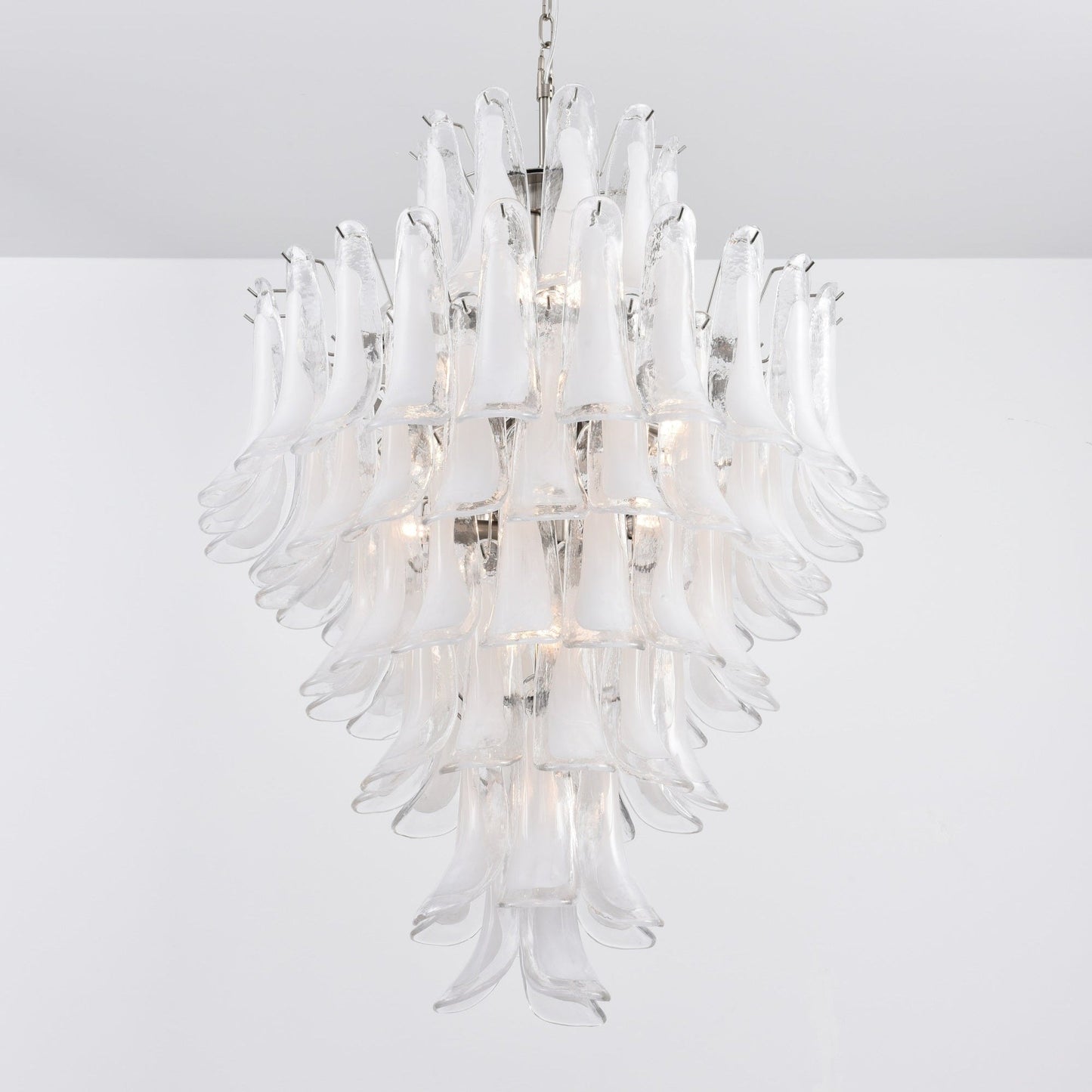 Contemporary White Cloud Glass Petals Chandelier - CasaraHouse