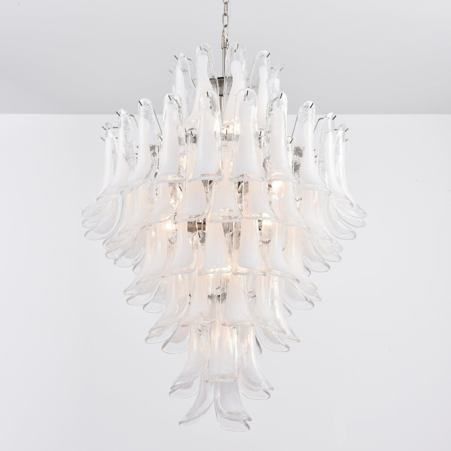 Contemporary White Cloud Glass Petals Chandelier - CasaraHouse