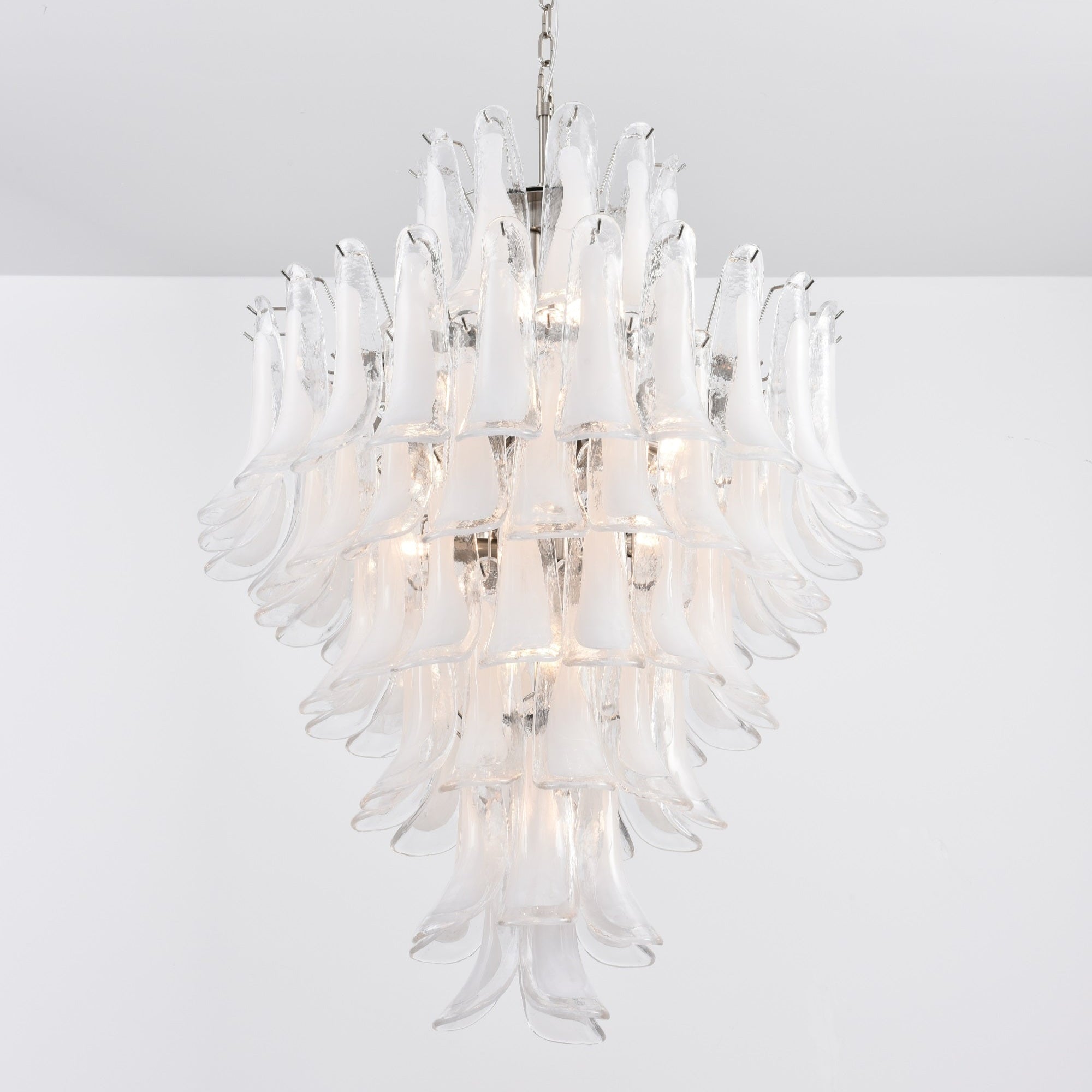 Contemporary White Cloud Glass Petals Chandelier - CasaraHouse