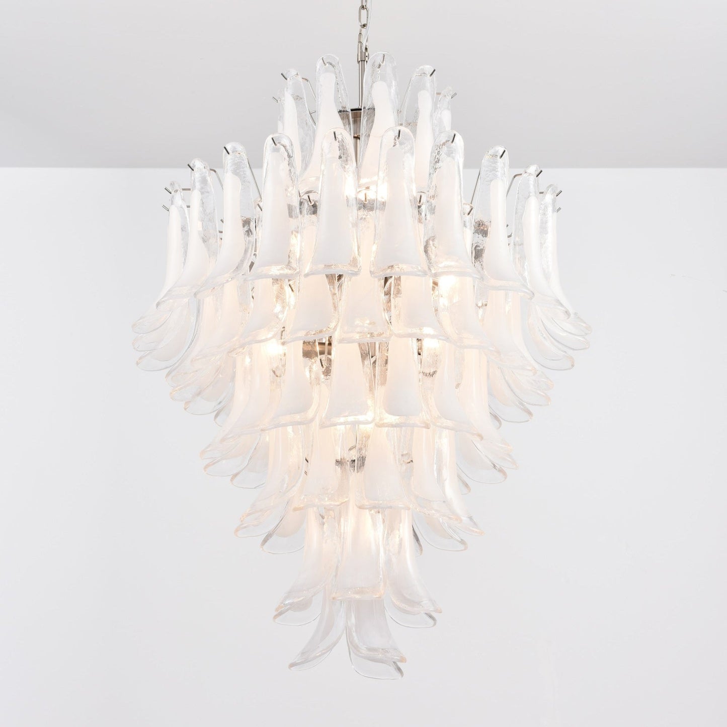 Contemporary White Cloud Glass Petals Chandelier - CasaraHouse