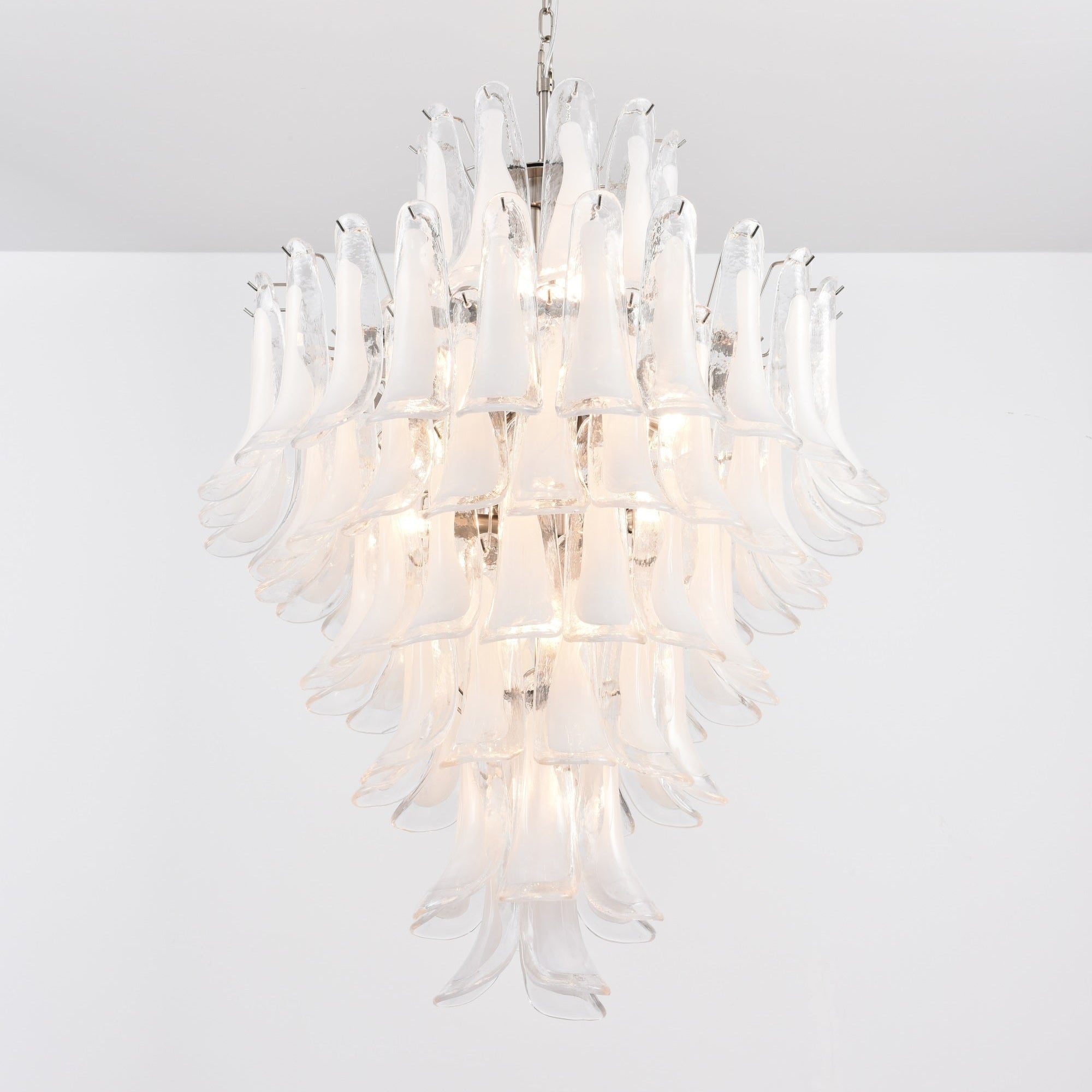 Contemporary White Cloud Glass Petals Chandelier - CasaraHouse