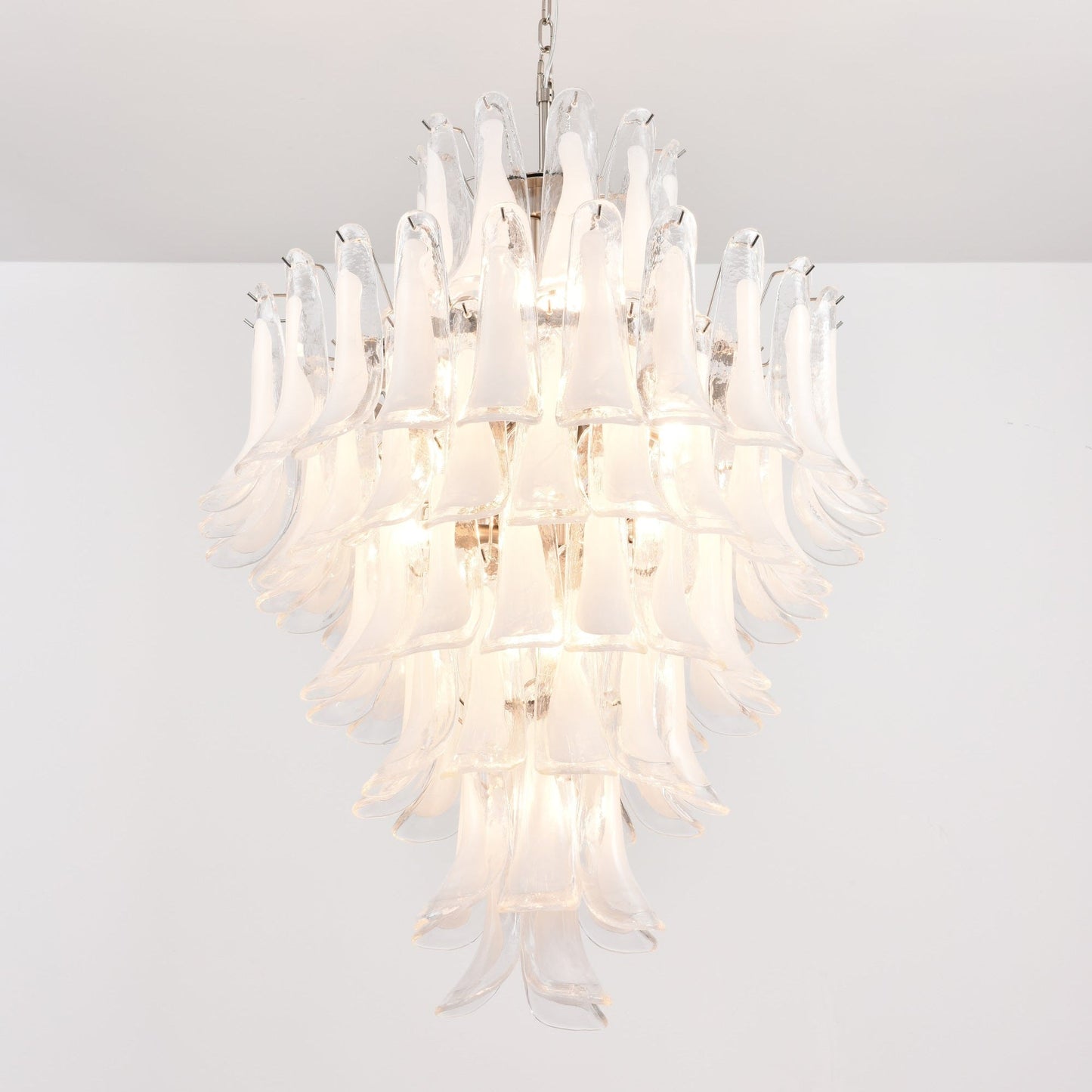 Contemporary White Cloud Glass Petals Chandelier - CasaraHouse