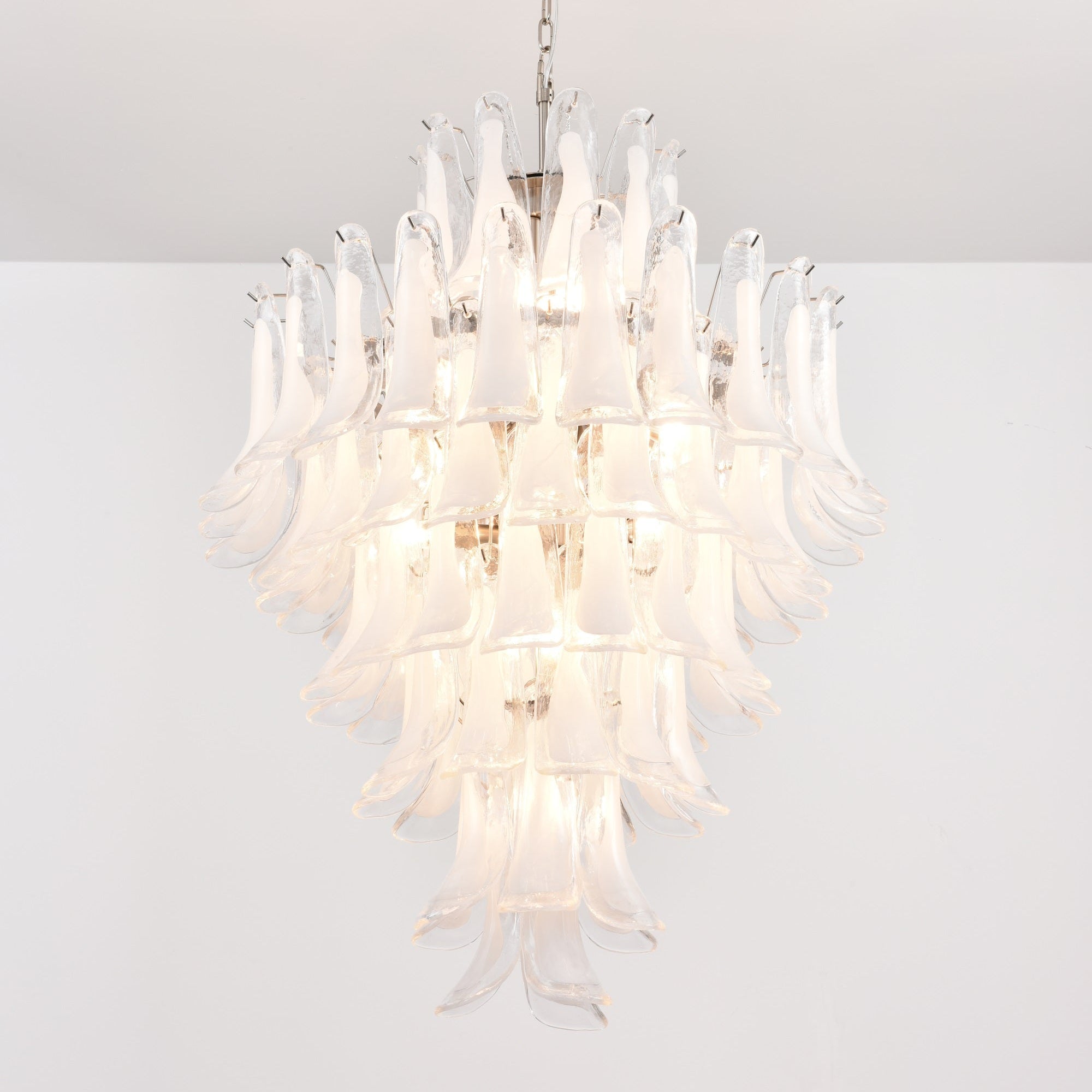 Contemporary White Cloud Glass Petals Chandelier - CasaraHouse