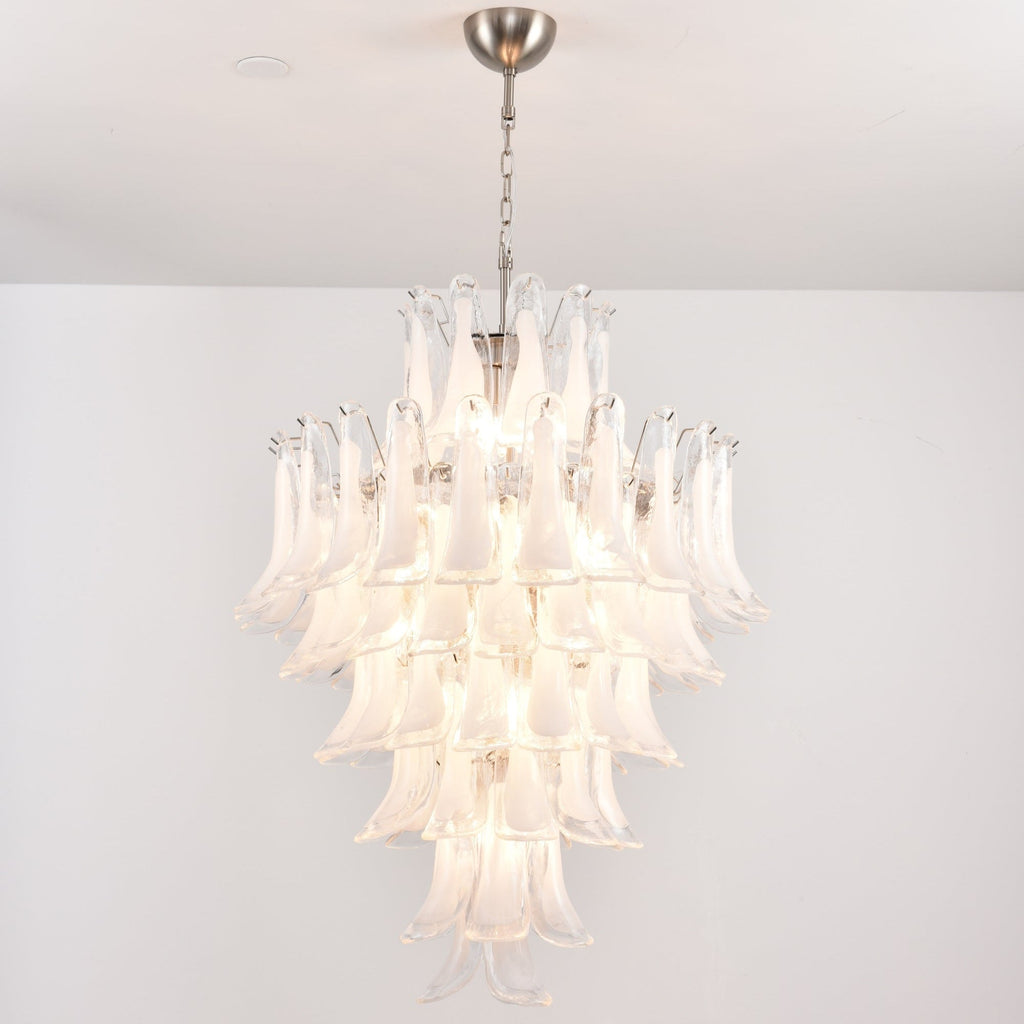 Contemporary White Cloud Glass Petals Chandelier - CasaraHouse