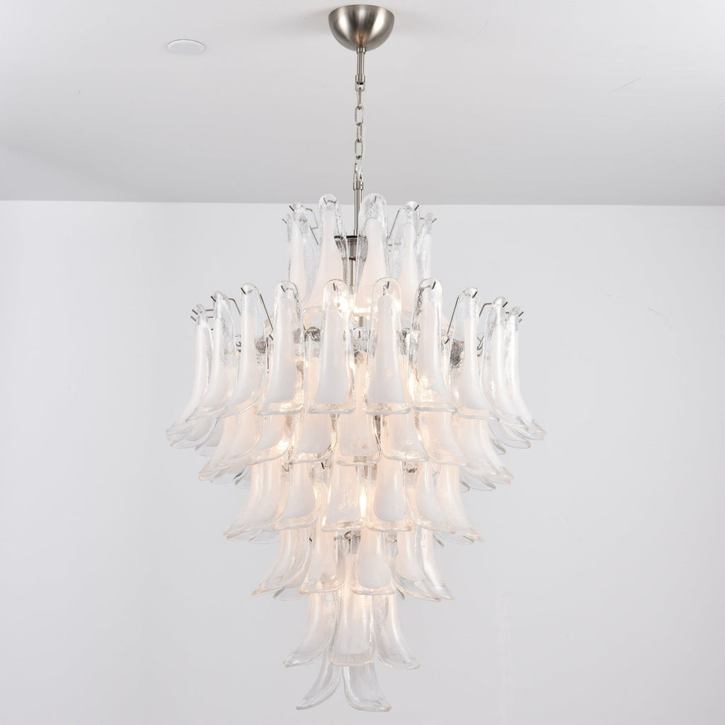 Contemporary White Cloud Glass Petals Chandelier - CasaraHouse