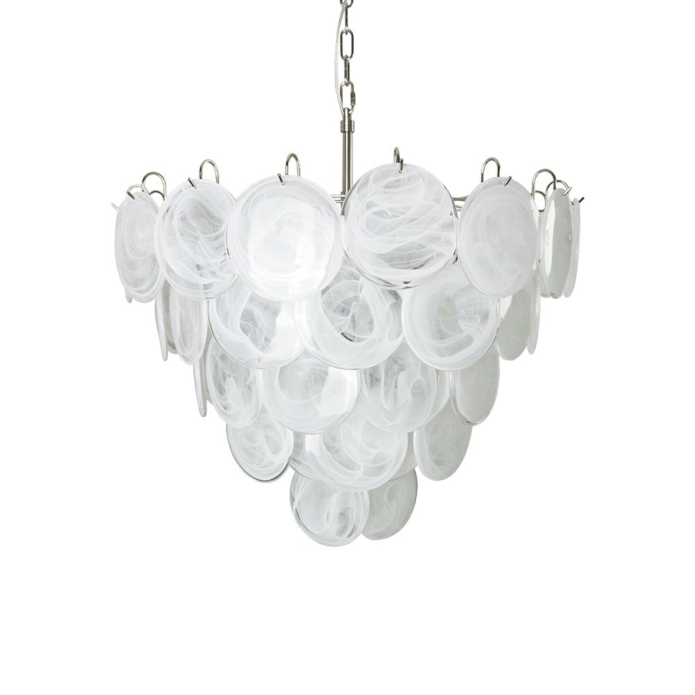 White Murano Glass Disc Chandelier