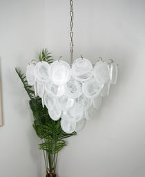 White Murano Glass Disc Chandelier