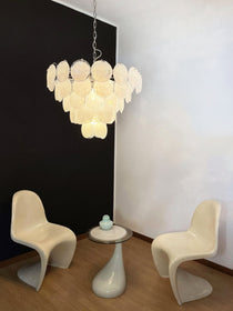 White Murano Glass Disc Chandelier