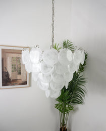 White Murano Glass Disc Chandelier