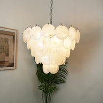 White Murano Glass Disc Chandelier
