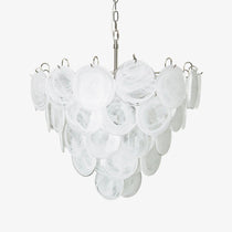 White Murano Glass Disc Chandelier