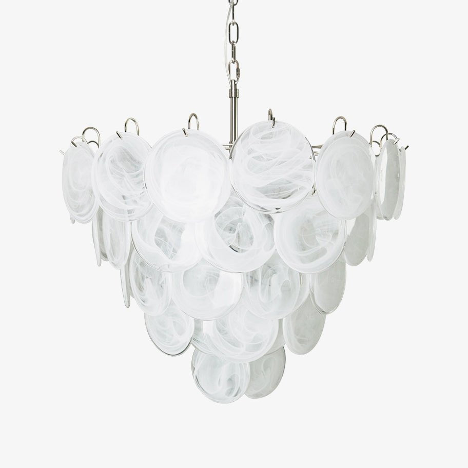 White Murano Glass Disc Chandelier