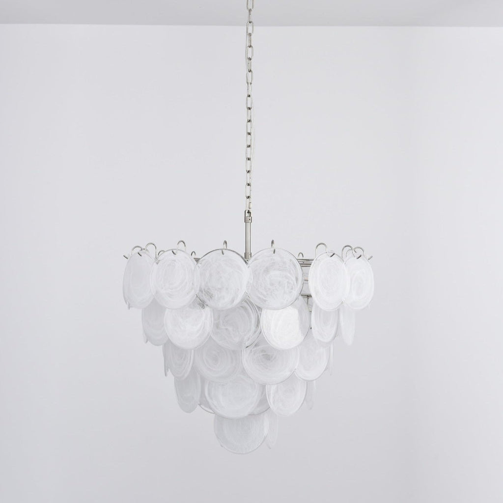 White Murano Glass Disc Chandelier