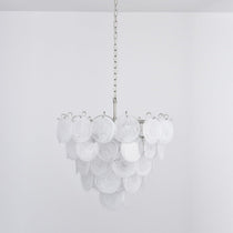 White Murano Glass Disc Chandelier