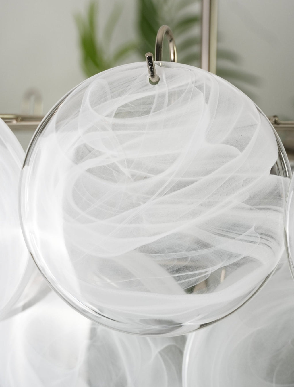 White Murano Glass Disc Chandelier