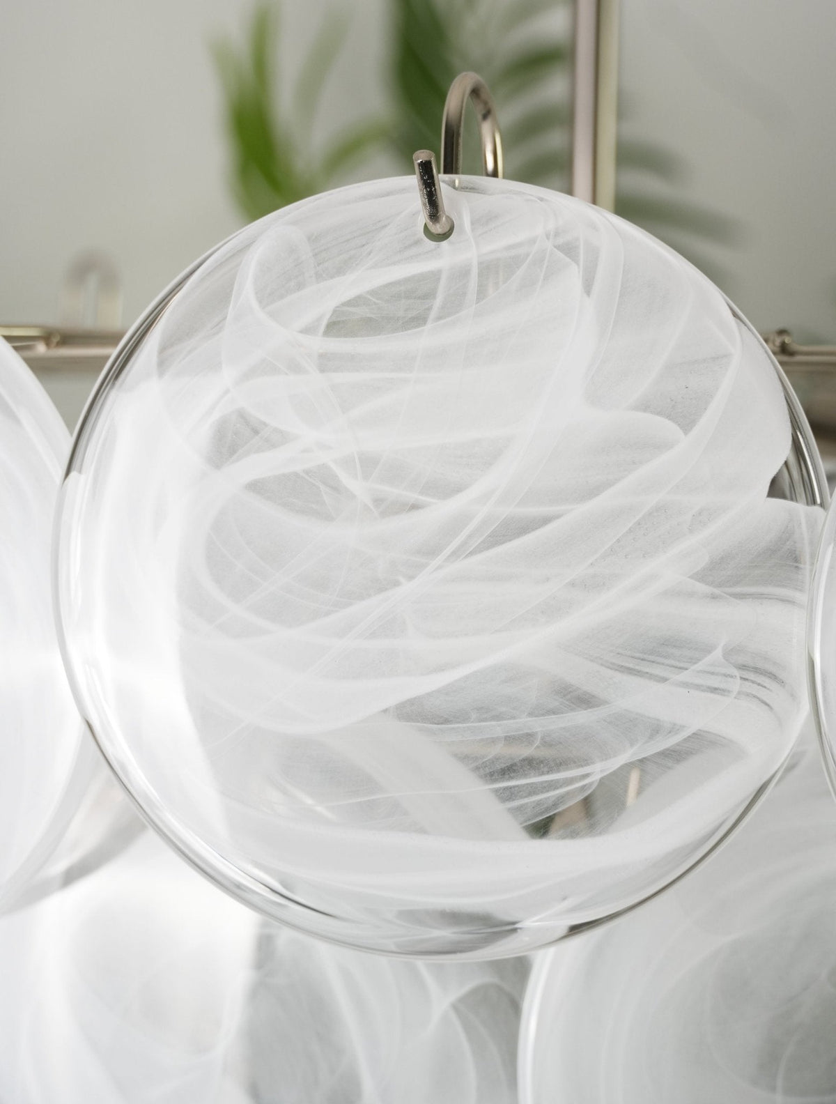 White Murano Glass Disc Chandelier