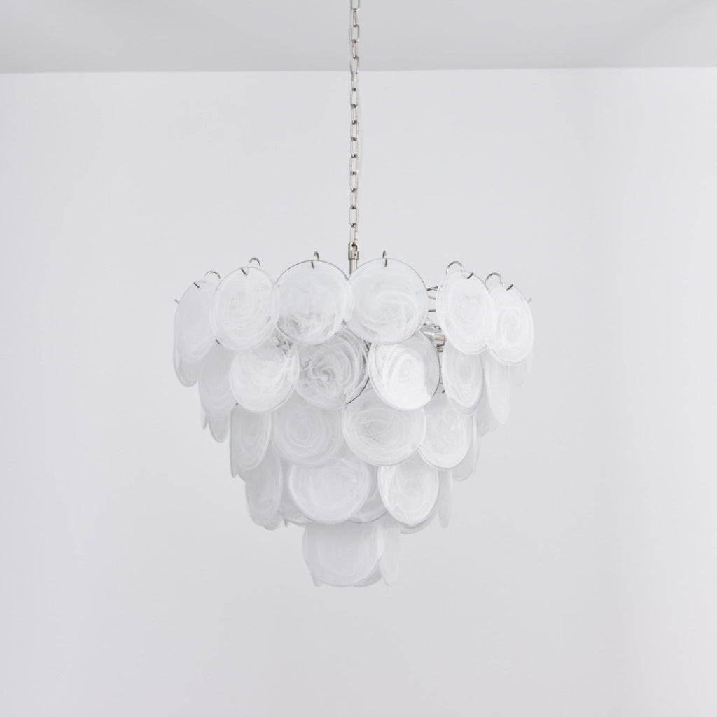 White Murano Glass Disc Chandelier