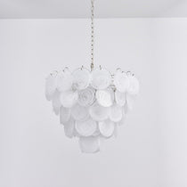 White Murano Glass Disc Chandelier