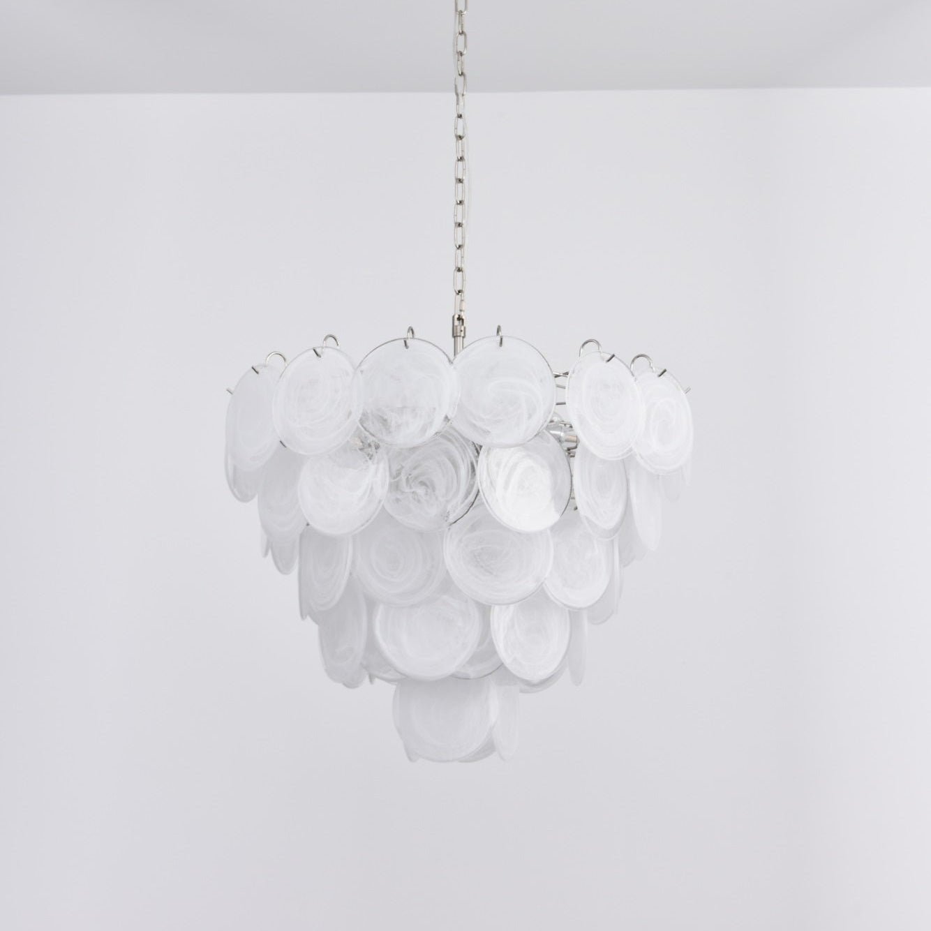 White Murano Glass Disc Chandelier