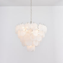 White Murano Glass Disc Chandelier