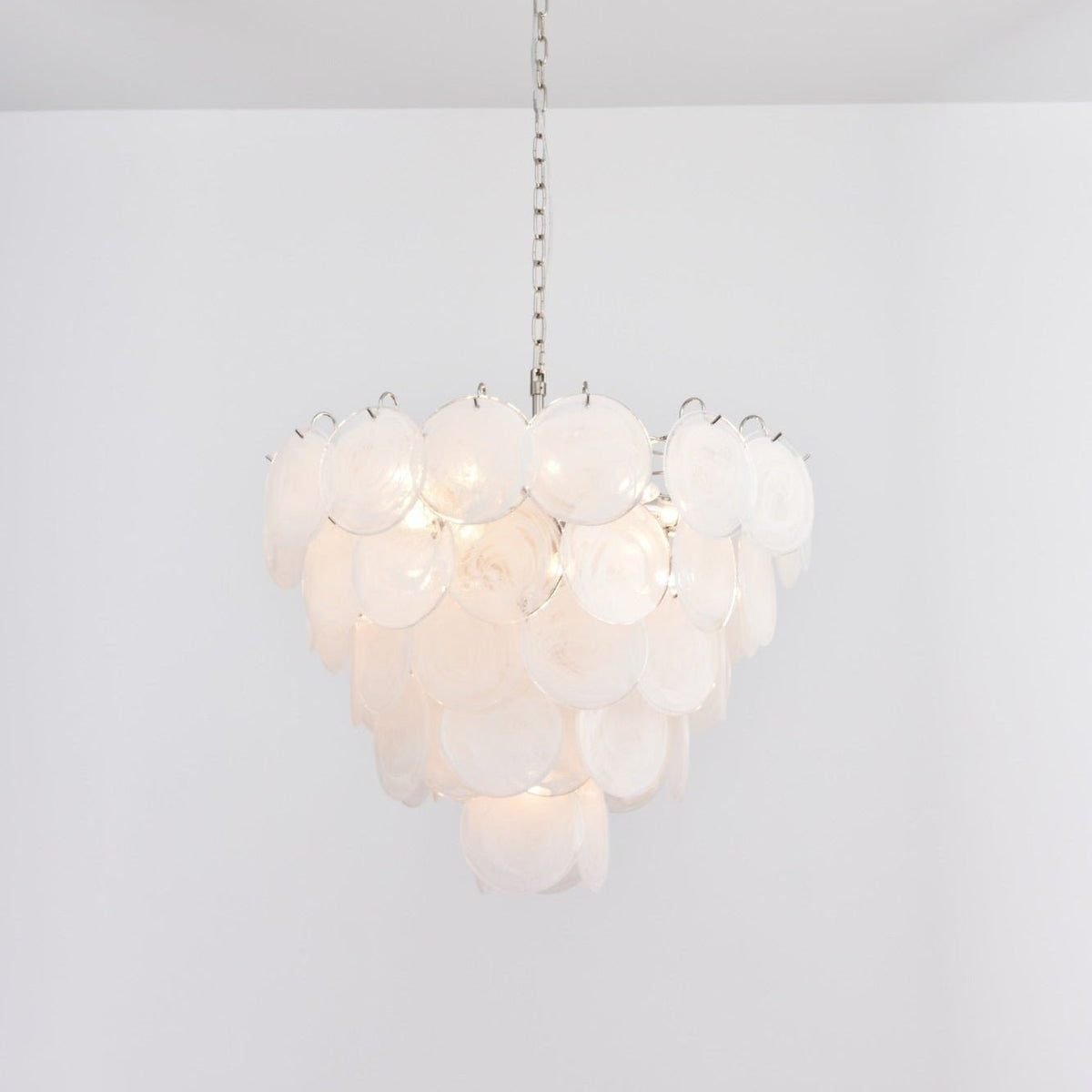 White Murano Glass Disc Chandelier