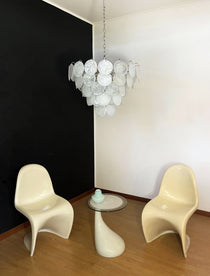 White Murano Glass Disc Chandelier