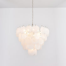 White Murano Glass Disc Chandelier