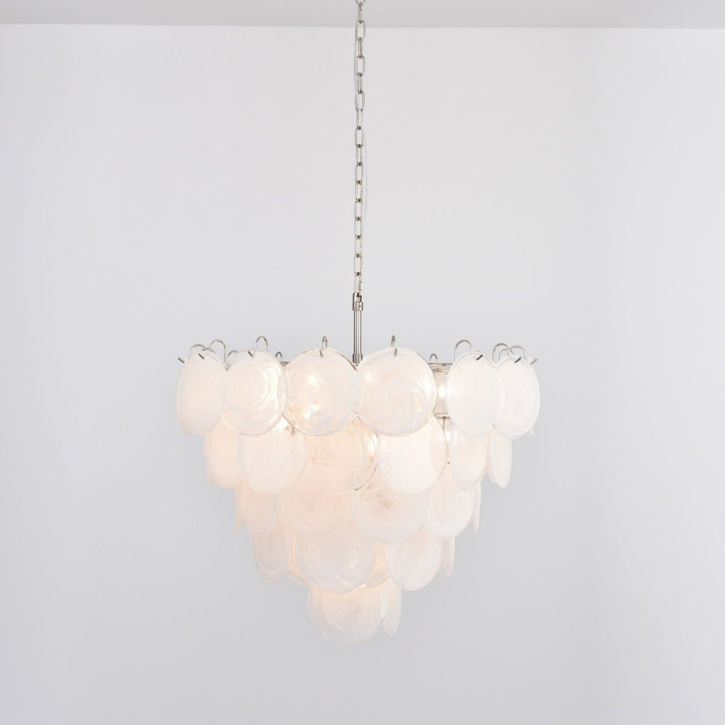 White Murano Glass Disc Chandelier