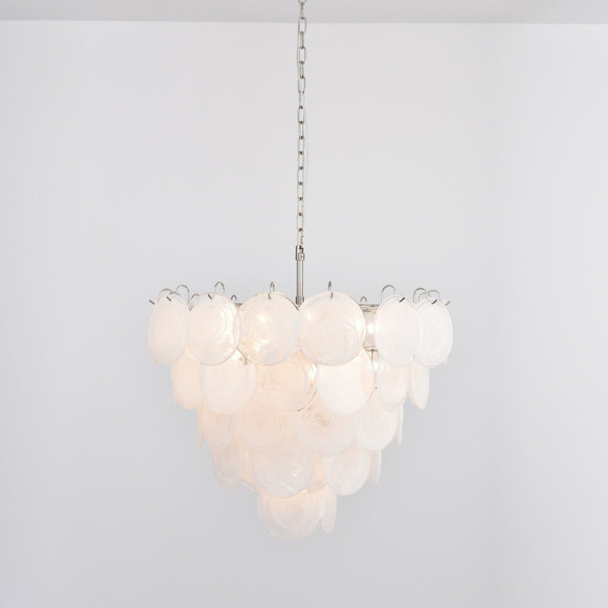 White Murano Glass Disc Chandelier