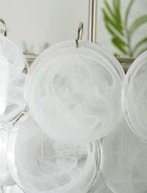 White Murano Glass Disc Chandelier