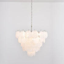 White Murano Glass Disc Chandelier