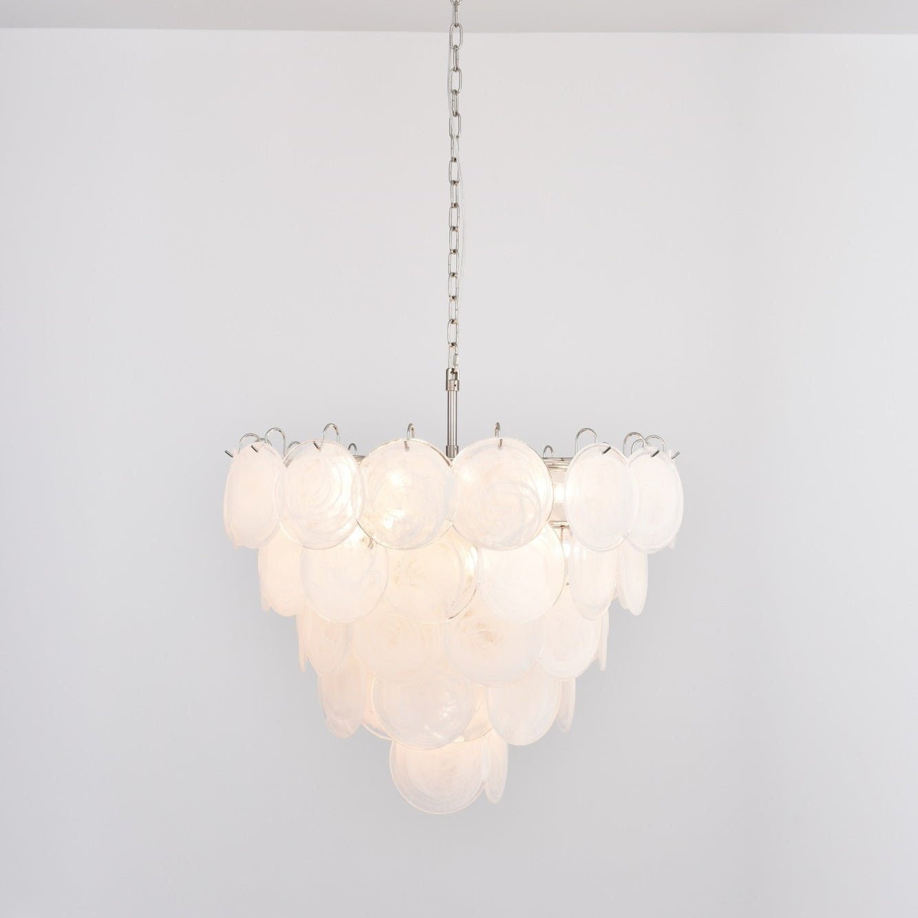 White Murano Glass Disc Chandelier