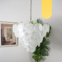 White Murano Glass Disc Chandelier