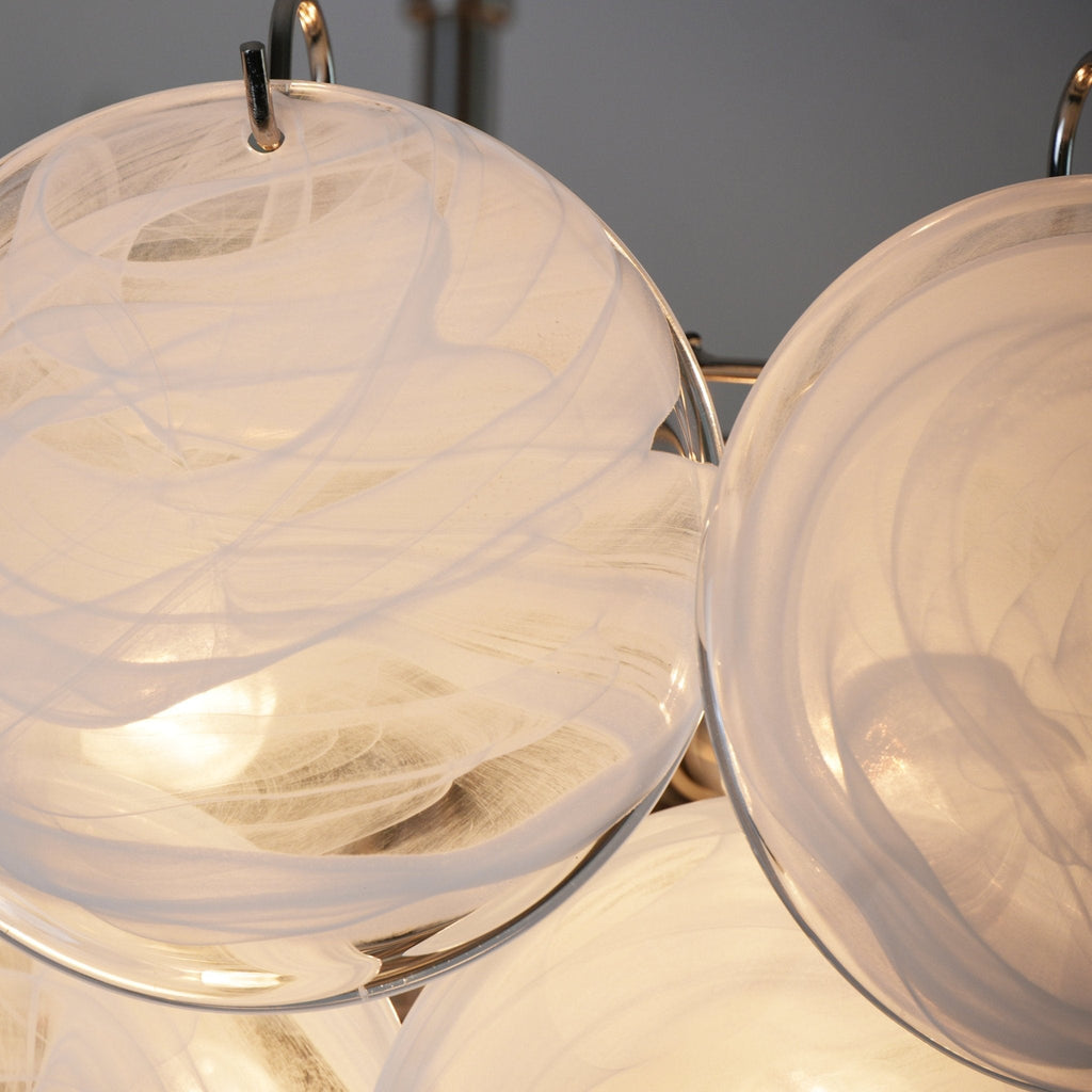 White Murano Glass Disc Chandelier