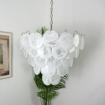 White Murano Glass Disc Chandelier