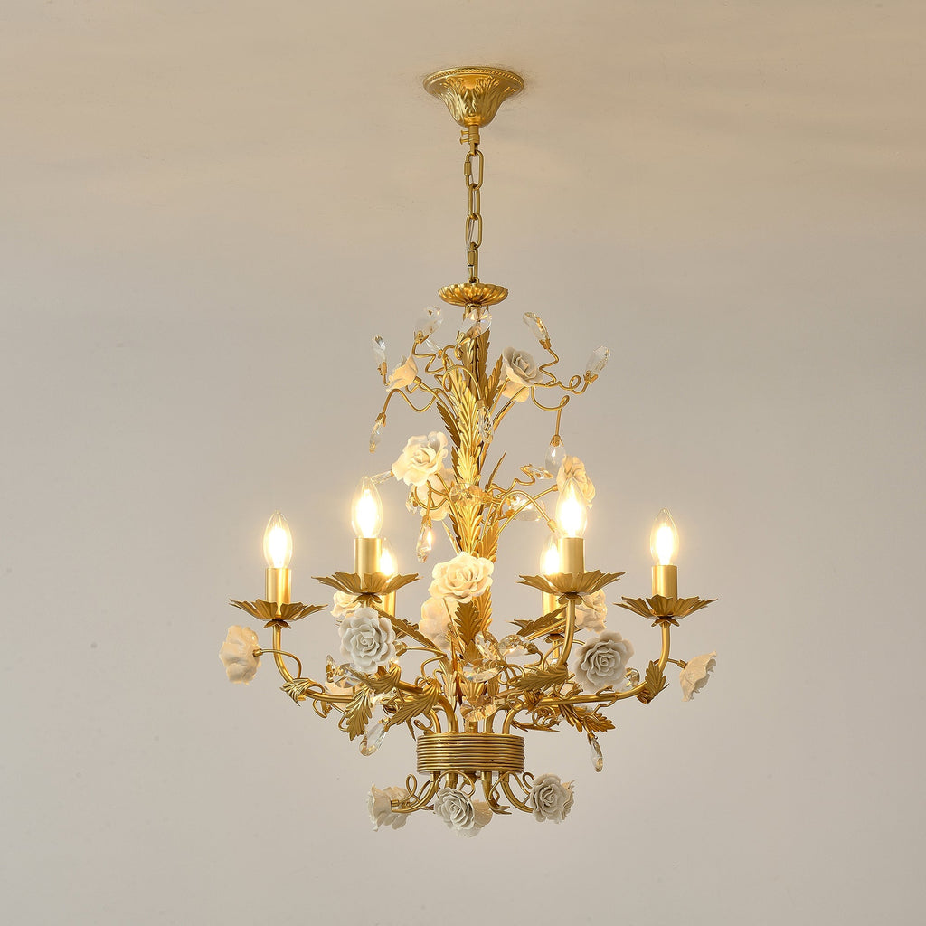 White Rose Crystal Chandelier