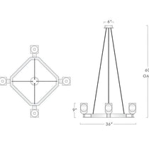 Xenia Contemporary 4-Lights Dining Square Chandelier