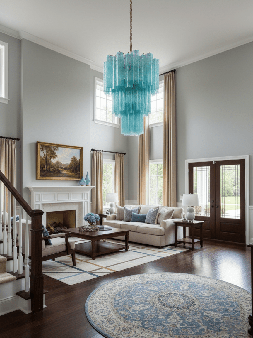 Yellow Murano Glass Tube Chandelier