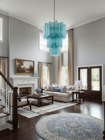 Yellow Murano Glass Tube Chandelier