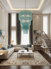 Yellow Murano Glass Tube Chandelier